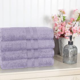 Ultra Soft Cotton Absorbent Solid Bath Towel Set of 4 (Color: Wisteria, size: 4 Piece Bath Towels)