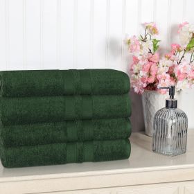 Ultra Soft Cotton Absorbent Solid Bath Towel Set of 4 (Color: Forest Green, size: 4 Piece Bath Towels)