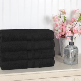 Ultra Soft Cotton Absorbent Solid Bath Towel Set of 4 (Color: Black, size: 4 Piece Bath Towels)