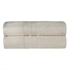 Ultra-Soft Cotton Solid Medium Weight Absorbent Bath Towel Set of 2 (Color: Ivory, size: 2 Piece Bath Towels)