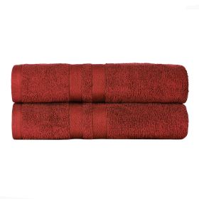 Ultra-Soft Cotton Solid Medium Weight Absorbent Bath Towel Set of 2 (Color: Maroon, size: 2 Piece Bath Towels)
