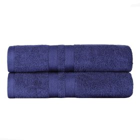 Ultra-Soft Cotton Solid Medium Weight Absorbent Bath Towel Set of 2 (Color: Navy Blue, size: 2 Piece Bath Towels)