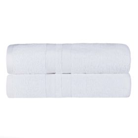 Ultra-Soft Cotton Solid Medium Weight Absorbent Bath Towel Set of 2 (Color: White, size: 2 Piece Bath Towels)