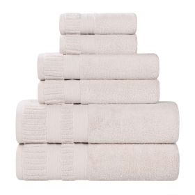Venice Zero Twist Cotton Medium Weight Absorbent 6 Piece Towel Set (Color: Silver, size: 6 Piece Towel Set)