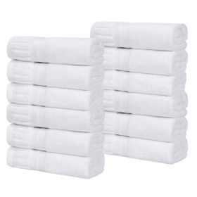 Venice Zero Twist Cotton Medium Weight Face Towels, Set of 12 (Color: White, size: 12 Piece Face Towels)