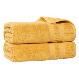 Venice Zero Twist Cotton Medium Weight Soft Bath Sheets, Set of 2 (Color: Gold, size: 2 Piece Bath Sheets)