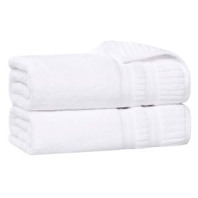 Venice Zero Twist Cotton Medium Weight Soft Bath Sheets, Set of 2 (Color: White, size: 2 Piece Bath Sheets)