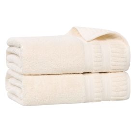 Venice Zero Twist Cotton Medium Weight Soft Bath Sheets, Set of 2 (Color: Ivory, size: 2 Piece Bath Sheets)