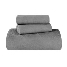 Victory Cotton Matelassé Bedspread Set – Scrolling Medallion, Airy Design (Color: Grey, size: Full)