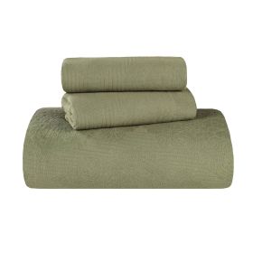 Victory Cotton Matelassé Bedspread Set – Scrolling Medallion, Airy Design (Color: Sage, size: Twin)