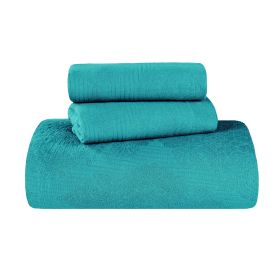 Victory Cotton Matelassé Bedspread Set – Scrolling Medallion, Airy Design (Color: Teal, size: Full)