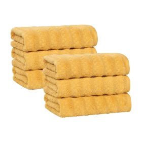 Zuma Zero Twist Cotton Medium Weight Absorbent Hand Towels, Set of 6 (Color: Gold, size: 6 Piece Hand Towels)