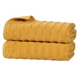 Zuma Zero Twist Cotton Waffle Textured Stripes Bath Sheets, Set of 2 (Color: Gold, size: 2 Piece Bath Sheets)