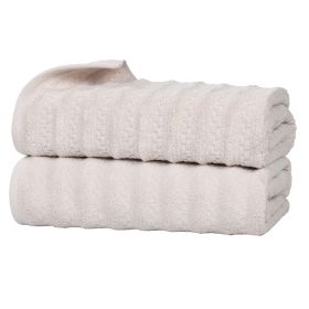Zuma Zero Twist Cotton Waffle Textured Stripes Bath Sheets, Set of 2 (Color: Silver, size: 2 Piece Bath Sheets)